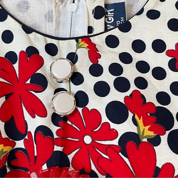 NWT Beautiful 1/2 Year Old Girls Floral Cotton Dress in Red, Blue and White. - Picture 5 of 16
